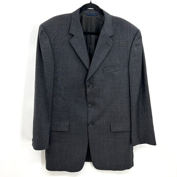 BURBERRY Men's Gray 100% Wool Three Button Blazer Suit Jacket Size 44 Long - Picture 1 of 8